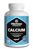 Calcium Tabletten hochdosiert vegan, 180 Tabletten für 3 Monate, 800 mg Kalzium-Carbonat pro Tagesdosis, Organische Nahrungsergänzung ohne Zusatzstoffe, Made in Germany