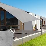 Sonnensegel wasserdicht 3x4m Sonnenschutz Windschutz Verdichter 420D Oxford-Stoff mit Sonnenschutzbeschichtung 99% UV-Schutz ideal für Balkon Garten und Terrasse- Grau