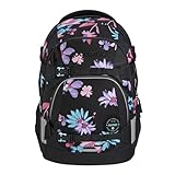 coocazoo Schulrucksack Mate „Floral Artnight”, schwarz-blau, ergonomischer & anpassbarer Tornister, höhen- & größenverstellbar, mit Brustgurt & Hüftgurt, ab der 3. Klasse