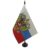 AZ FLAG - Tischflagge Russland Mit Adler - 21x14 cm - Russische Tischfahne 14 x 21 Cm - Flaggen