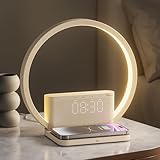 blonbar Tischlampen, Touch Dimmbar mit 3 Helligkeitsstufen,Nachttischlampe mit 10W Wireless Charger, Beruhigender Klang, Lichtwecker, Wake Up Light, Einschlafhilfe Babys & Erwachsene für Schlafzimmer