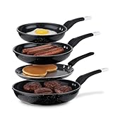 EliteHoff Pfannenset Induktion 4-teilig, Bratpfannenset (20/24/28 cm) + crepe pfanne 24 cm, Induktionspfannen-Set, Aluminiumguss mit Antihaftbeschichtung für alle Herdarten, Schwarz