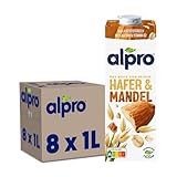 Alpro Hafer-Mandeldrink, vegan & laktosefrei, reich an Ballaststoffen, mit Calcium und Vitaminen, 8er Pack (8 x 1 l) UHT