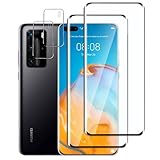 Jinshiweikai Pack of 4, 2 x Tempered Glass Screen Protector for HUAWEI P40 Pro and 2 x Kameraschutzglas für die Rückseite,3D-Vollabdeckung, 9H Härte, Kratzfest, Ultradünn， HD-Klarheit