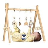 Spielbogen Baby aus Holz - Schadstofffreis Spieltrapez Baby Spielzeug ab 0 Monaten für Wohnung und Kinderzimmer mit Activity Holz-Spielzeug