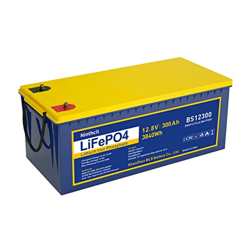 Ninthcit LiFePO4 Akku 12.8V 300AH 3840Wh, Lithium Batterie mit über 8000 Mal Tiefzyklen und BMS Schutz für Solaranlage, Geeignet für Solaranlagen, Wohnmobile, Boote, Häuser, Solarpanel-Kits und