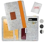 leymoon - Set Impfpass Hülle aus hochwertigem Filz perfekt zum Schutz von Impfausweis und Reisepass. Geeignet für Kinder und Erwachsene.(93 mm x 130 mm (Impfpasshülle GRAU) …
