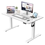 JUMMICO Höhenverstellbarer Schreibtisch KOMPLETTE TISCHPLATTE Elektrischer Schreibtisch Höhenverstellbar mit Memory-Funktion Steh-Sitz Tisch Computertisch 110 x 60 cm Weiß