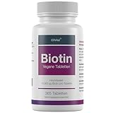 Biotin, EXVital für Haare, Haut und Fingernägel, hochdosiert, 10.000 µg, 365 Tabletten in deutscher Premiumqualität