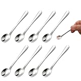 Mini-Löffel, kleiner Löffel aus 304er Edelstahl, niedliche kleine Löffel, Mini-Größe, 7,5 cm, lustiger Teelöffel, Espresso, Kaffeelöffel, für Küche, Salz, Gewürze, Honig, Gewürze, Zucker und Pulver, 8