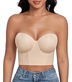 DotVol Damen BH Trägerloser Push Up Bra Shapewear Unterwäsche mit Bügel Große Größen Starker Halt Korsett BH(Beige, 75C)