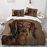 Bettwäsche220x240 3teilig, Hund Bettwäsche-Sets 3D Tiere Mikrofaser Bettbezüge mit Reißverschluss und 2Kissenbezug 80x80cm