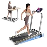 YPOO Laufband Zuhause Klappbar mit Steigung, 140kg Walking Pad Leise für Zuhause Büro, 0.8-8km/h Laufband Schreibtisch mit Handlauf, Walking Machine, Treadmill for Home LED-Anzeige/Fernbedienung/APP