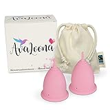 2 AvaLoona Menstruationstassen Made In Germany mit fairtrade Bio Baumwollsäckchen - hygienisch, nachhaltig, antiallergen und vegan - Doppelpack (groß, Rosa)