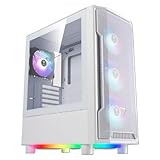 GAMDIAS Athena M6 LITE weißes Gaming-PC-Gehäuse, Mid-Tower-ATX-Gehäuse, nahtloses gehärtetes Glasfenster, 4 integrierte 120 mm ARGB-Lüfter, dreiseitiges Unterleuchtung, Netz-Frontplatte