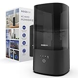 Roeskm Luftbefeuchter für Schlafzimmer, Kühlmist-Luftbefeuchter für zuhause, Pflanzen und Babyzimmer, leiser ultraschallbasiert mit 360°-Düse, automatischer Abschaltung, ohne Filter, schwarz