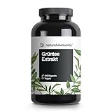 natural elements Grüntee Extrakt – 180 Kapseln – 1998 mg Grüner Tee Extrakt pro Tagesdosis – mit ECGC und Polyphenolen – vegan, hochdosiert, ohne Zusätze