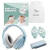 2-in-1 Gehörschutz Kopfhörer für Baby, Neugeboren Ohrenschützer mit Geräuschunterdrückung und Verstellbares Kopfband, Kopfhörer Lärmschutz für Babys im Flugzeug und Aktive Familien Unterwegs