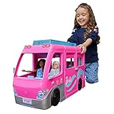 Barbie Dream Camper Van (75 cm) mit 7 Spielbereichen, inkl. Barbie Pool und Rutsche, 60 + Barbie-Camping-Zubehörteilen, ohne Barbie Puppe, als Geschenk für Kinder ab 3 Jahren geeignet, HCD46