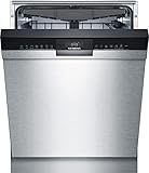 Siemens SN43ES14VE Geschirrspüler iQ300, unterbaufähige Spülmaschine mit Besteckschublade, 60 cm, Home Connect, Remote Monitoring, TabCounter, Edelstahl