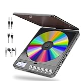 Tragbarer CD-Player Bluetooth mit Kopfhörern, Wiederaufladbarer CD Player Tragbar mit Lautsprecher und FM Transmitter 2000mAh Lithium-Akku Discman CD Player Tragbar für Erwachsene Studenten Kinder