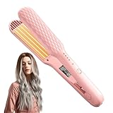 Kreppeisen für die Haare, Mini Glätteisen mit 4 Heizstufen, Hair Straightener, Kreppeisen Haare, Crimping Iron for Hair, Glätteisen Haarglätter, Welleneisen für Haare für Flauschige Frisur, Rosa