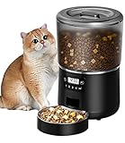 Futterautomat Katze 4L, Futterautomat für Haustiere, Futterautomat Hund, bis zu 9 Portionen/4 Mahlzeiten pro Tag, Anti-Clog & Duale Stromversorgung Katzenfutter Automat mit Katzennapf und Timer