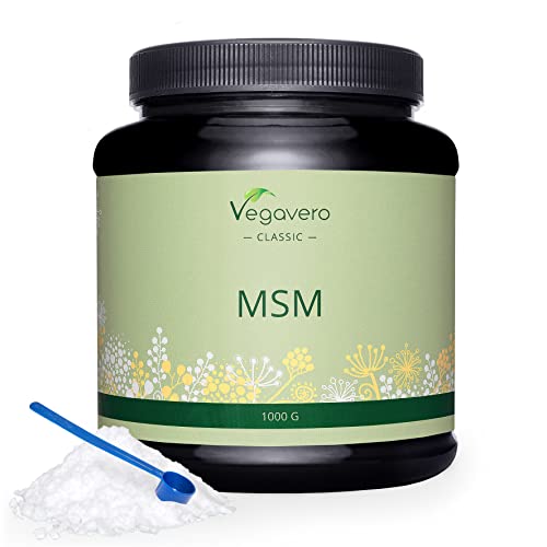 MSM Pulver Vegavero ® | Nachfüllbare Dose | 99,9% rein Methylsulfonylmethan | 1 kg Organischer Schwefel | Laborgeprüft & Ohne Zusatzstoffe | Vegan