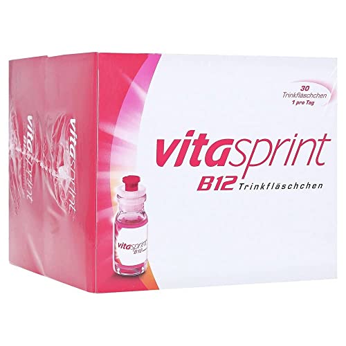 Vitasprint B12 Trinkfläschchen – Arzneimittel mit hochdosiertem Vitamin B12 und Eiweißbausteinen für geistige und körperliche Energie – 2 x 30 Trinkfläschchen