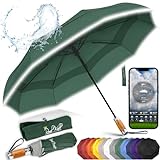 Royal Walk Regenschirm Taschenschirm Sturmfest Automatik Auf und Zu Winddichter Doppelverdeck Klein Stabil Schirm Reflektierend mit Luxuriösem Echtholzgriff für Damen und Herren Umbrella