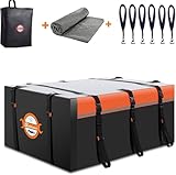 Sailnovo Dachtaschenbox Soft-Shell-Träger 21 Kubikfuß mit Anti-Rutsch-Matte + 6 Türhaken, wasserdichte PVC Autodachtasche Dachboxen passen Auto mit/ohne Gepäckträger