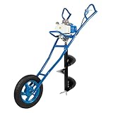 2-Takt 63CC Erdbohrer Benzin Erdbohrer mit Rädern 2200W 8800±300rpm Gartenbohrer Benzin 1.3L Kraftstofftank Kapazität Bagger Zaunpfosten mit 300mm Bohrer Getriebe mit Rotationswelle