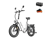 Fafrees FF20 Polar Fatbike E-Bike für Herren & Damen | 20 Zoll Klapprad | 48V 12Ah*2 Akku | 65N.m Motor, 150kg Tragfähigkeit | 170KM Reichweite (Hecktasche + Autoabdeckung, Weiß)