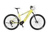 FISCHER E-Mountainbike MONTIS 8.0i, Elektrofahrrad für Damen und Herren, RH 49 cm, Mittelmotor 90 Nm, 36 V Akku, Gelb