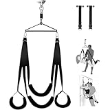 CWT Erotische Liebesschaukel für Erwachsene, 360° drehbare Decken- und Türschaukel 2 in 1, BDSM Bondage Set mit hochwertigem lackiertem Gestell und breiter, gepolsterter Sitzfläche für Paare
