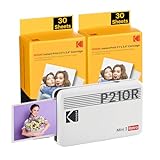 KODAK Mini 2 Retro 4PASS Mobiler Fotodrucker (5,3x8,6cm)- Paket met 68 Blatts, Weiß