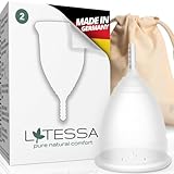 LATESSA® Menstruationstasse, SEHR GUT getestet, Made in Germany, geruchlos, BPA-frei, 100% zertifiziertes, medizinisches Silikon, Periodentasse, Menstruationskappe, menstrual cup, Größe L, groß