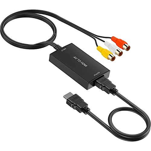 RCA auf HDMI Konverter mit HDMI Kabel, AV zu HDMI Converter, RCA Eingang HDMI Ausgang Video Audio Adapter für Sky/DVD/STB zur Anzeige auf HDTVs