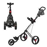 XDriveMax GC27 Golf Trolley 3 Rad,Golftrolley Klappbar,Leichter Golf Trolleys für Golfschläger und Golfbag, mit Getränkehalter,Scorekartenhalter und Ablagefach(schwarz)