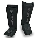 Schienbeinschoner für Muay Thai, Kickboxen, MMA, Taekwondo, Boxen, Kampfsport, elastische Socken, gepolsterte Beinspannschutzpolster, Schienbeinschoner, Sparringstraining, Karate, BJJ M, SCHWARZ