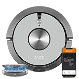 ZACO A9sPro Saugroboter mit Wischfunktion, App & Alexa, Mapping, bis zu 2 Std saugen oder wischen, Staubsauger-Roboter für Hartböden & Teppich, Tierhaare, Roboterstaubsauger mit Ladestation, grey