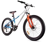 sun baby Jungenfahhrad 24 Zoll von 8 Jahre, Verdant Calix Jungen Bike mit Stahlrahmen, Scheibenbremsen, 7 Gänge, Stoßdämpfer vorne (Blau)