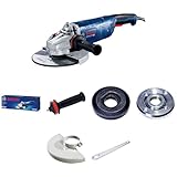 Bosch Professional Winkelschleifer GWS 24-230 P (Leistung 2.400 Watt, inkl. Zweilochschlüssel, Aufnahmeflansch, Spannmutter, Karton;Abdeckschutz, Zusatzhandgriff)