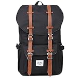 KAUKKO Rucksack Damen Herren Daypack mit Laptopfach für 15 Zoll Notebook für Schule, Uni, Reisen, Wandern, 22L, Schwarz