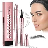 Magischer Augenbrauenstift Wasserfest, 3D Micro Augenbrauenstift Dunkelbraun Eyebrow Pencil mit 4 Gabelspitze Applikator, Brow Pencil Erzeugt Mühelos Natürlich Aussehende Brauen (3#-Grau)