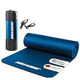 Muawo Premium Sportmatte & Fitnessmatte | mit Tasche & Gurt | Yogamatte, Gymnastikmatte, Trainingsmatte | rutschfest | extra-dick & extra-lang | 190 cm Länge x 60 cm Breite x 1,5 cm Dicke - Dunkelblau