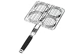 LANDMANN Pure Grillbräter | Für 4 Hamburger Patties und Frikadellen & Extra breit für American Burger Patties | Gummierter Griff für eine sichere Handhabung | Inkl. 4 Metallringe [Edelstahl]