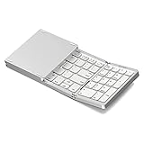 arlote Faltbare Bluetooth-Tastatur, Wiederaufladbare Kabellose USB-Tastatur für IOS, Android, PC Laptop Smartphone-Silber