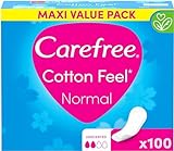 Carefree Slipeinlagen Cotton Feel Normal ohne Duft (100 Stück), 100% atmungsaktiv, verleihen ein Gefühl von Komfort, Trockenheit und Frische, Größe Normal, Vorratspack