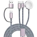 Verbessertes 3-in-2-USB-C-Kabel für Apple Watch, Multi-Ladegerät, iPhone-Schnellladekabel, 122 cm, USBC-Ladekabel, kompatibel mit iWatch Ultra/SE/10-1, iPhone 16/15/14/13/12/11, Galaxy S24/S23 usw